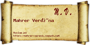 Mahrer Veréna névjegykártya